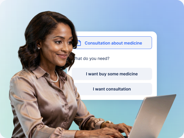 Woman at a laptop during an online medical consultation